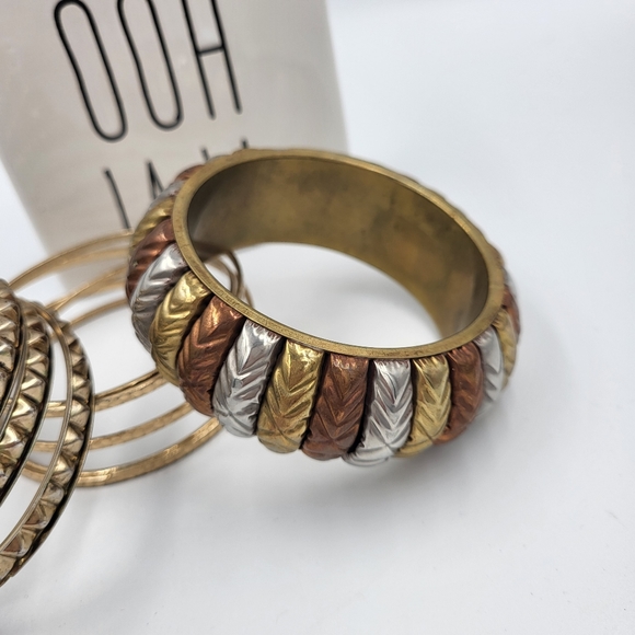 Gold Bracelet Bundle - 3 Unique Pieces - Bronze & Bling - Picture 3 of 6